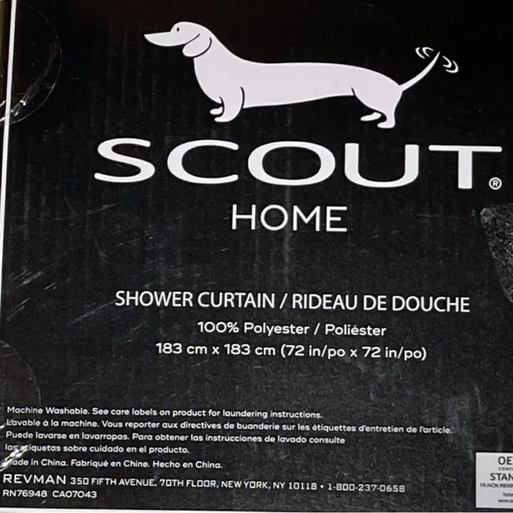 SCOUT Home Shower Curtain Snowflake Gold on White 100% Polyester 72x72” NWT
